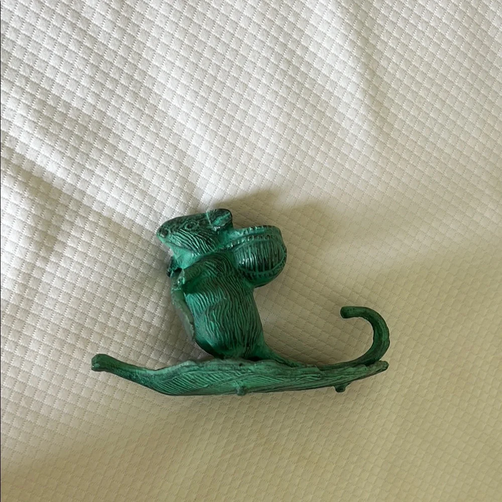 Green Mouse on a Leaf with a paddle Candle Holder Accent with Vintage Charm